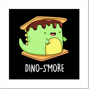 Dino-smore Cute Dinosaur Smore Pun. Posters and Art